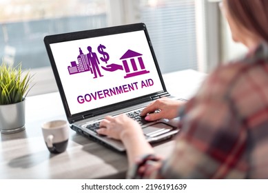 Laptop Screen Displaying A Government Aid Concept