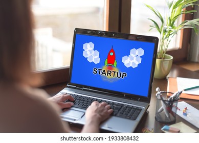Laptop screen displaying a start up concept