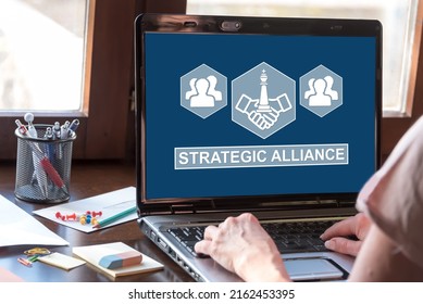 Laptop screen displaying a strategic alliance concept