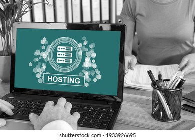 Laptop Screen With Hosting Concept