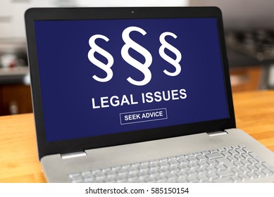 Laptop Screen With Legal Issues Concept