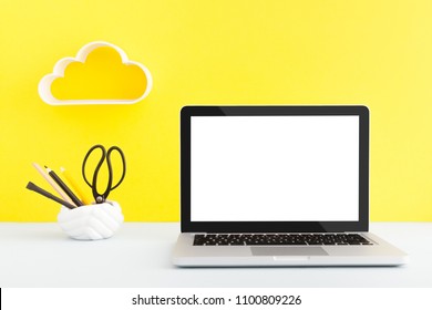 Download Computer Mockup Yellow Images Stock Photos Vectors Shutterstock PSD Mockup Templates