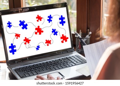 Laptop screen showing teamwork concept