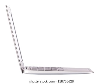 Laptop Side View. Isolated On White Background