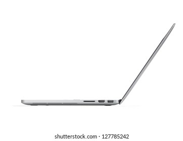 Laptop. Side View. Isolated On White Background