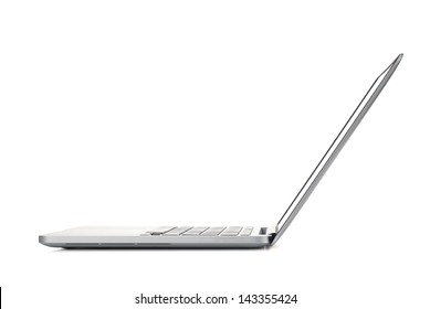 Laptop. Side View. Isolated On White Background