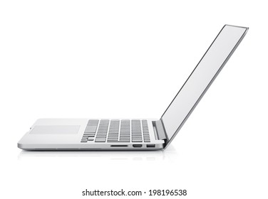 Laptop. Side View. Isolated On White Background