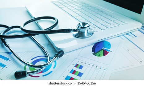 Laptop And Stethoscope, Healthcare Concept