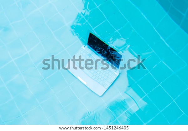 Laptop Under Water Minicomputer Bottom Pool Stock Photo Edit Now