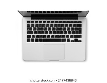 Laptop view from above, flat lay, isolated on white background - Powered by Shutterstock