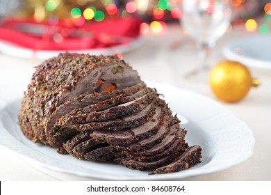 Larded Roast Beef On The Christmas Table