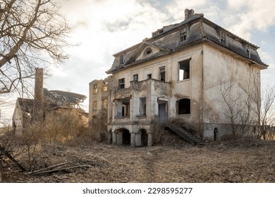 large abandoned house  ruined area