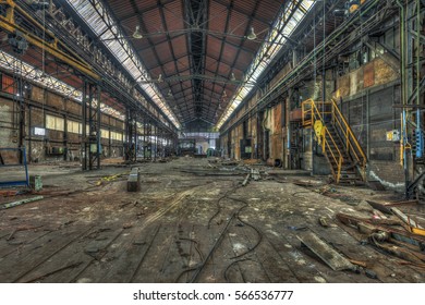 Large abandoned industrial hall