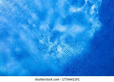 Large Above Ground Metal Frame Swimming Pool Top View Of Water Surface. Summer Theme