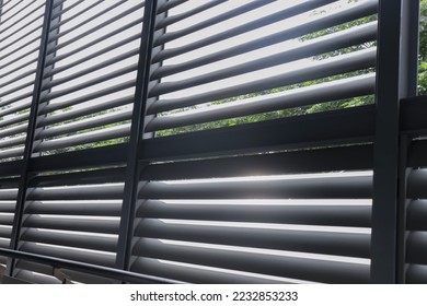 large aluminum louvers There was light coming in from outside. - Shutterstock ID 2232853233