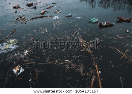 A large amount of trash polluting our waters. ecology