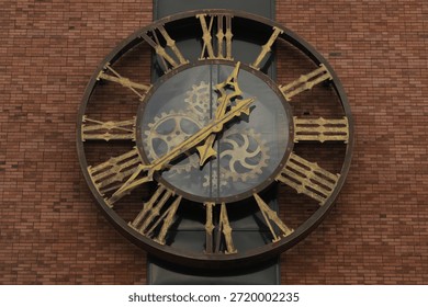 a large antique clock on the wall