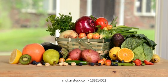 Large Assortment Fresh Fruits Vegetables On Stock Photo 182814032 ...