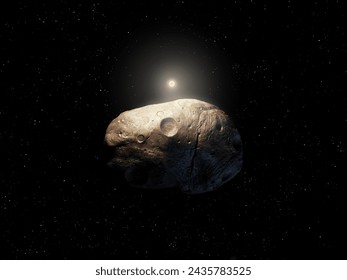 Large asteroid on a black background. Small planet, stone satellite. Meteorite in space in the light of the sun. - Powered by Shutterstock