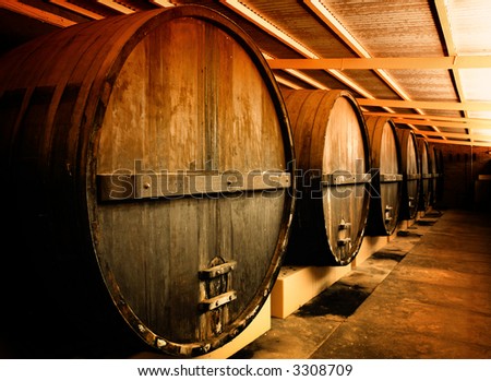 Large Barrels at a Winery in South Australia