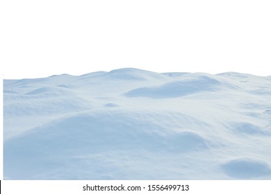 A Large Beautiful Snowdrift Isolated On White Background.Winter Snow  Background. A Big Snow Drift