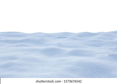 A Large Beautiful Snowdrift Isolated On White Background.Winter Snow  Background. A Big Snow Drift