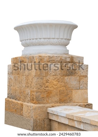 large beautiful stone vase on white background