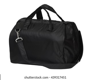 Large Black Duffel Bag, Handbag Isolated On White Background