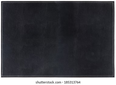 Large Black Leather Background With White Stitching