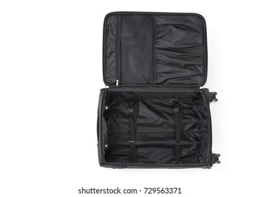 Large black travel bag on a white background. Isolated.