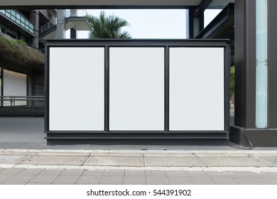 Large Blank Billboard On A Street Wall, Banners With Room To Add Your Own Text