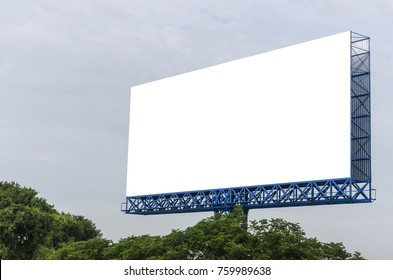 The Large Blank Billboard With The Sky, Ready To Use For New Mockup Advertisement, Marketing Street Media And Backgroud Concept