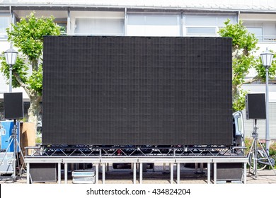 Large blank Open-Air  Public Screen for Sport,  Event,  Music,  Promotion  Public Viewing in German city center , frame text place