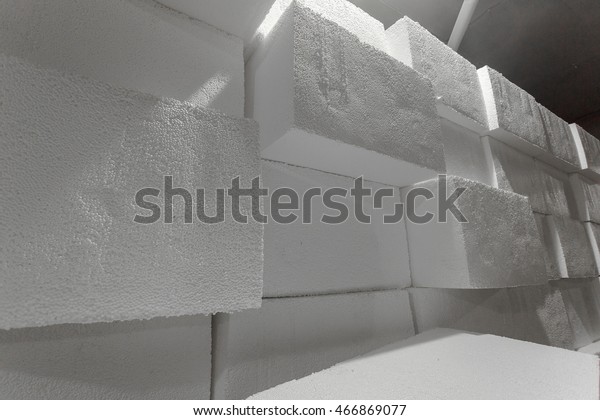 Large Blocks Polystyrene Polystyrene Insulation Boards Stock Photo