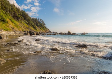 Large Boulder Among The Waves In The Sea. Redwood National And State Parks. California, USA