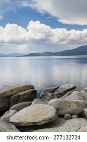 Large Boulders On The North/east Shore Of Lake Tahoe Shot On A Cloudy Morning