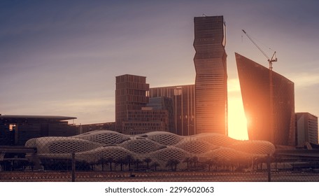 Large buildings equipped with the latest technology, King Abdullah Financial District, in the capital, Riyadh, Saudi Arabia - Shutterstock ID 2299602063