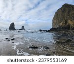 Large Cannon Beach Ocean Rocks 