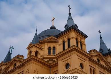 Large cathedral from lower view perspective
