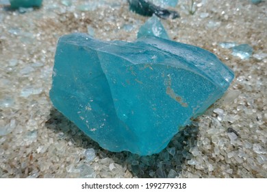 Large Chunk Of Broken Blue Glass