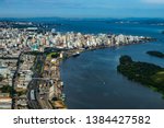 Large cities seen from above. City of Porto Alegre of the state of Rio Grande do Sul, Brazil South America. 