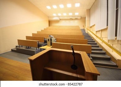 Large Classroom, University Lecture Hall; View From Lectern With Microphone