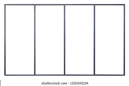 Large Clear Isolated Metallic Glass Window, Modern Black Pane For Stores Display,