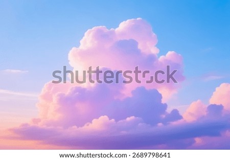 Large clouds float in the evening sky.