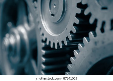 Large cog wheels in the motor. - Shutterstock ID 87641005
