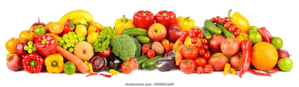 Large collection of fruits, vegetables, berries isolated on white background. - Powered by Shutterstock