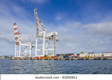 Large Container Cranes At Swanson Dock In The Port Of Melbourne, Australia