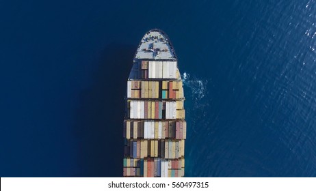 Large Container Ship At Sea - Aerial Image