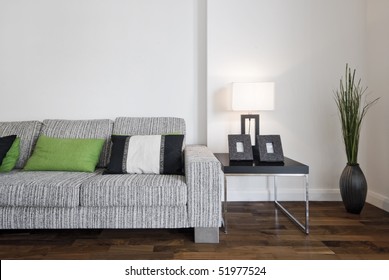 Large Contemporary Designer Sofa With Side Table And Reading Lamp