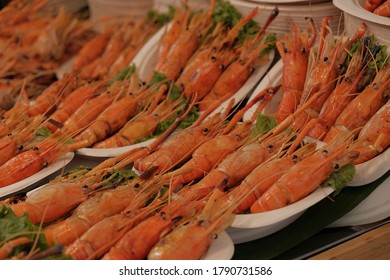 Large Cooked Shrimp From Food Market